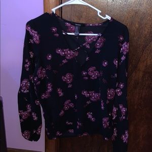 Beautiful white and purple floral blouse